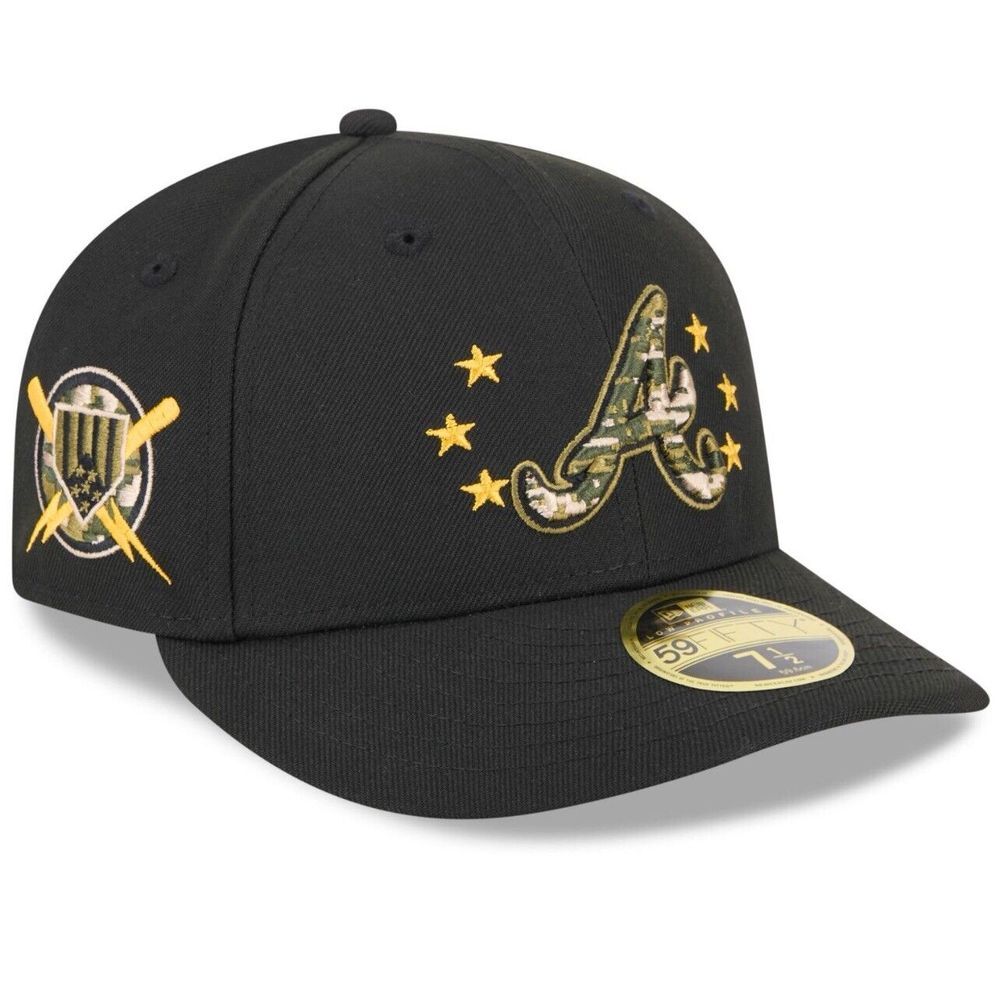 Men New Era 7 3/8 Black Atlanta Braves 2024 Armed Forces Day Low Profile 59FIFTY